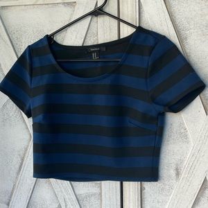 Forever 21 black and blue striped crop top
